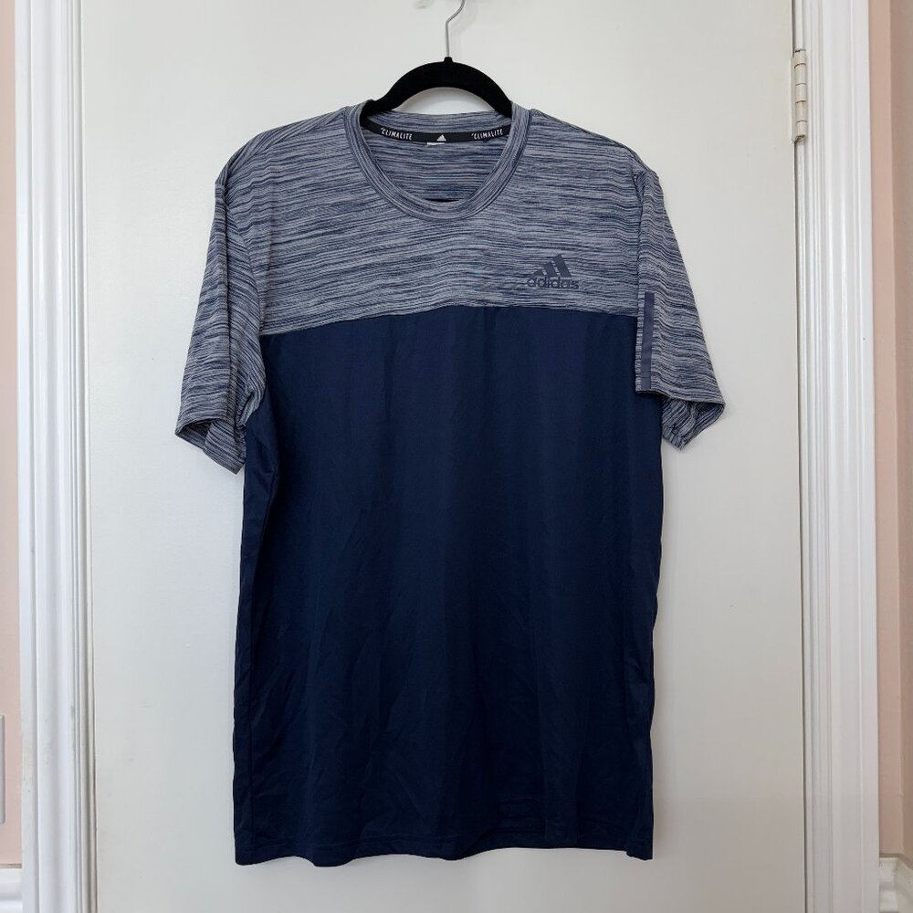 Adidas Men's CLIMALITE Gray Blue Athletic T-Shirt, Size XL